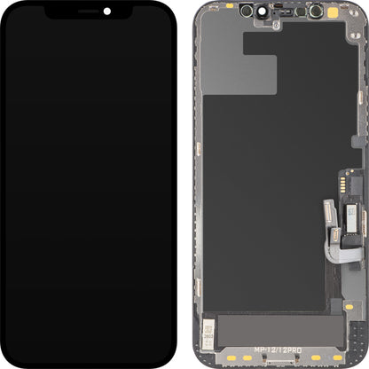 MP Touchscreen-Display kompatibel mit Apple iPhone 12 / 12 Pro, mit Rahmen, Soft-Version OLED FHD Diagnostic, Schwarz