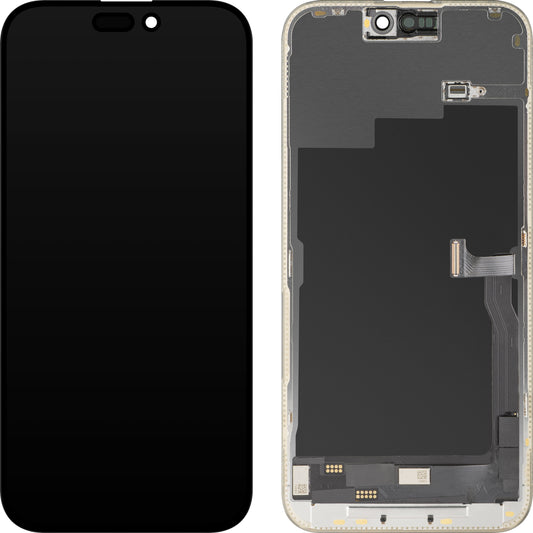 MP Touchscreen-Display kompatibel mit Apple iPhone 15 Pro Max, mit Rahmen, OLED FHD Diagnostic Version, Schwarz, Wiederverpackt