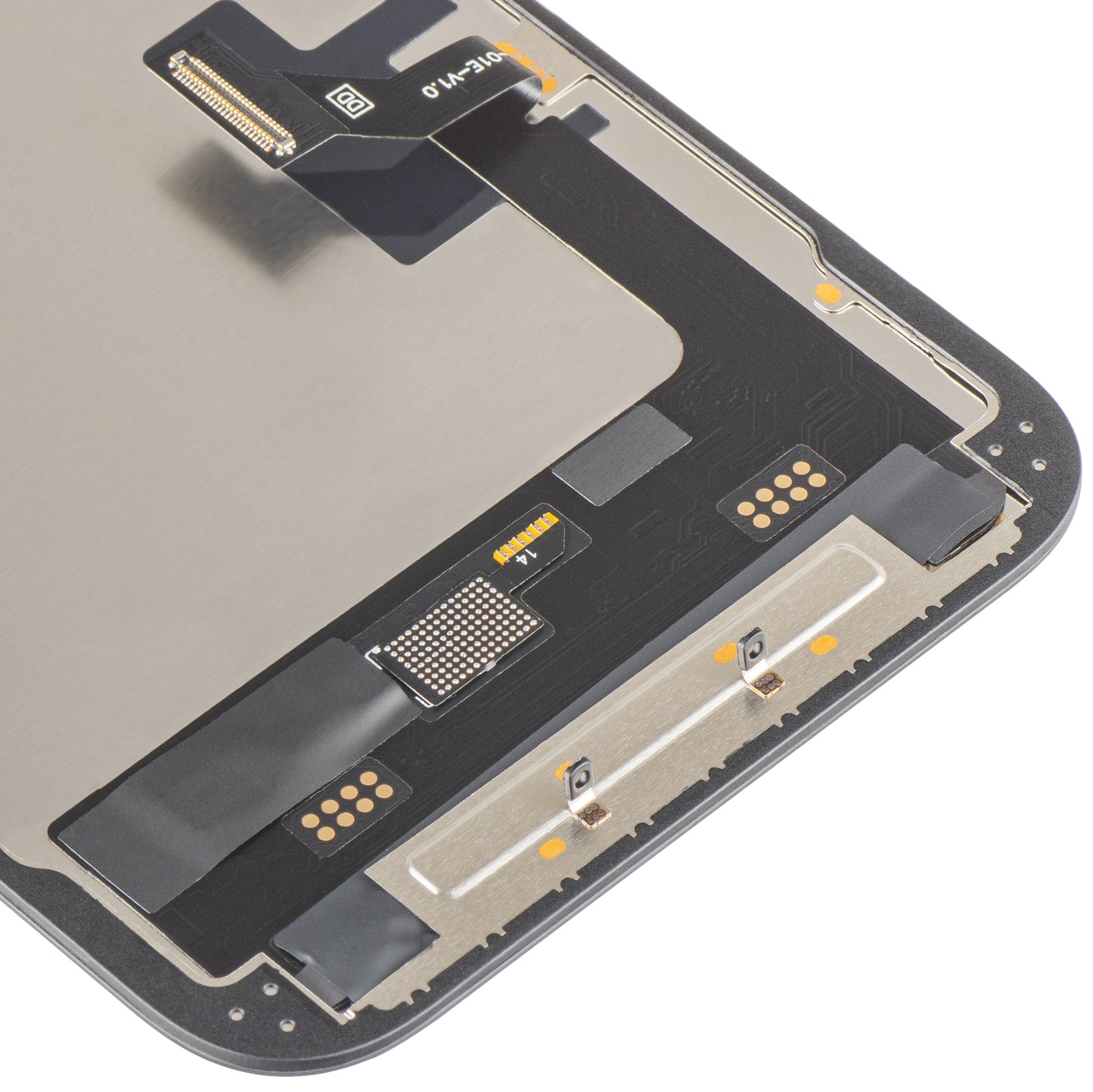 MP Touchscreen-Display kompatibel mit Apple iPhone 17e / 16e, mit Rahmen, Soft OLED FHD IC Movable Version, Schwarz