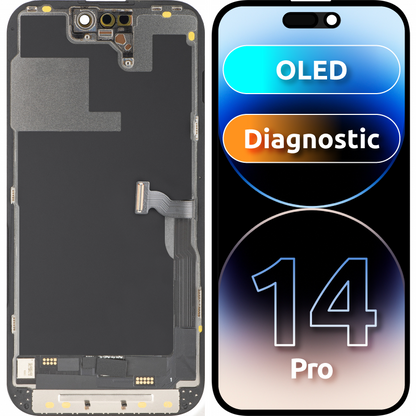 MP Touchscreen Display compatible with Apple iPhone 14 Pro, with Frame, OLED FHD Diagnostic Version, Black