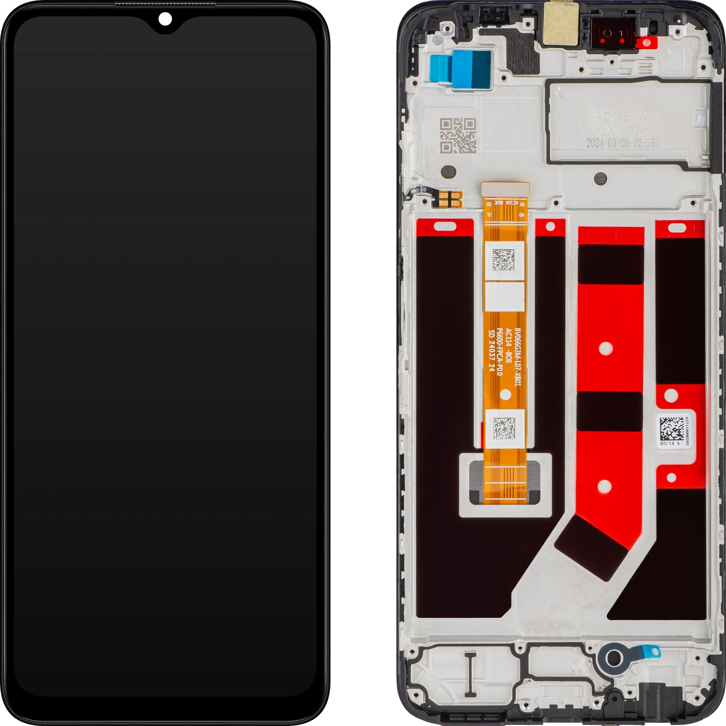 Touchscreen-Display Oppo A18 / A38, mit Rahmen, Schwarz, Wiederverpackt 621029000099