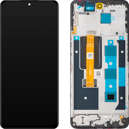 Display mit Touchscreen für Realme 12, mit Rahmen, Schwarz, Service Pack