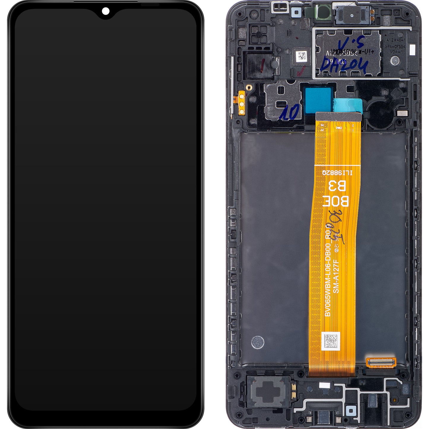 Écran tactile Samsung Galaxy A12 Nacho A127, avec cadre, noir, reconditionné GH82-26486A