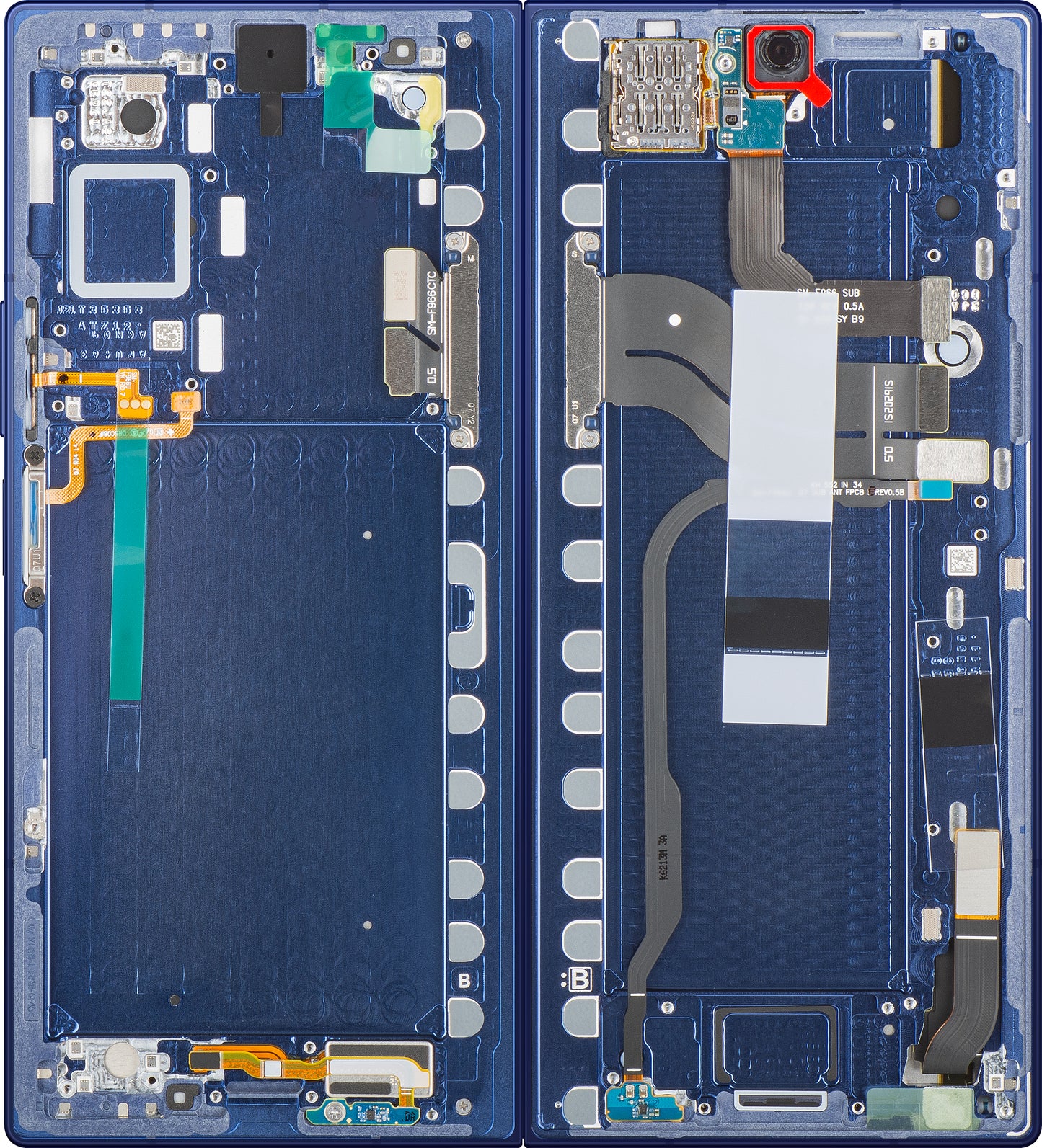 Samsung Galaxy Z Fold7 F966 Touchscreen-Display mit Rahmen, Unterer Innenteil, Blau (Blue Shadow), Service Pack GH82-37548B