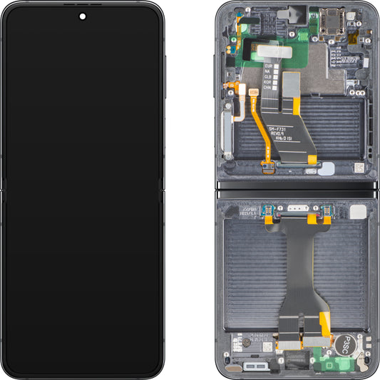 Display mit Touchscreen Samsung Galaxy Z Flip5 F731, mit Rahmen, Unter Inner, Grau (Graphite), Service Pack GH82-31827A