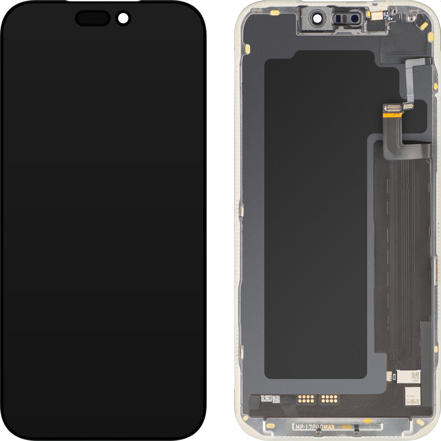 Écran avec écran tactile et capteur de proximité lumière MP compatible avec Apple iPhone 17 Pro Max, avec cadre, version logicielle OLED FHD 120Hz Diagnostic, noir
