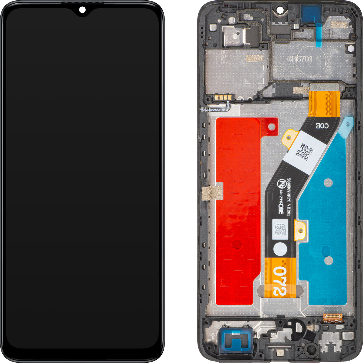 Display mit Touchscreen für ZTE Blade A34 / Blade A54, mit Rahmen, Schwarz, Service Pack 80800518534