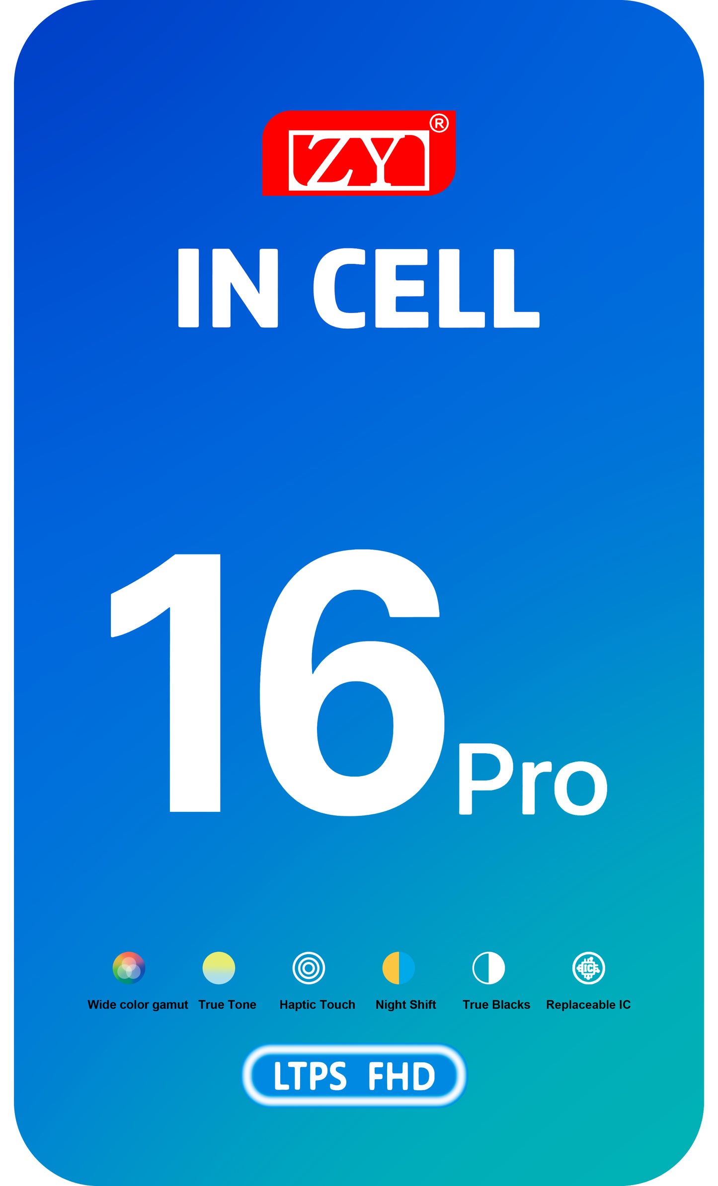 Écran tactile ZY pour Apple iPhone 16 Pro, avec cadre, Version LCD In-Cell IC Movable, Noir