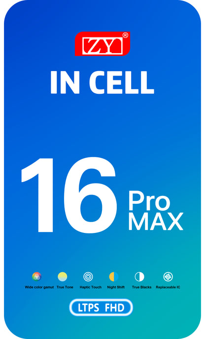 Écran avec Touchscreen ZY pour Apple iPhone 16 Pro Max, avec Cadre, Version LCD In-Cell IC Movable, Noir