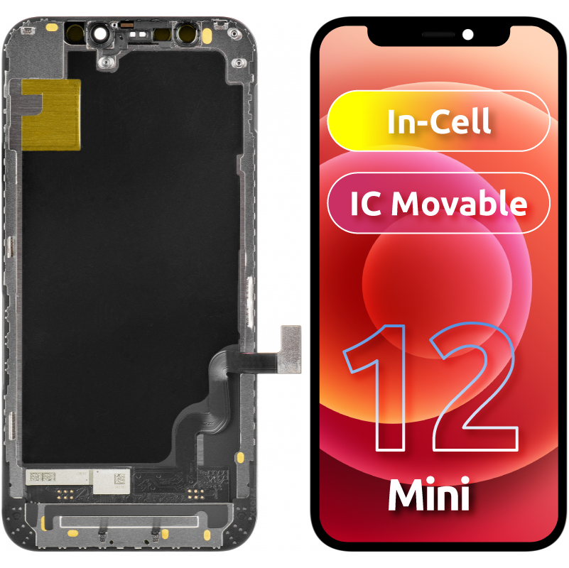 ZY Écran tactile pour Apple iPhone 12 mini, avec cadre, version In-Cell LCD, noir 