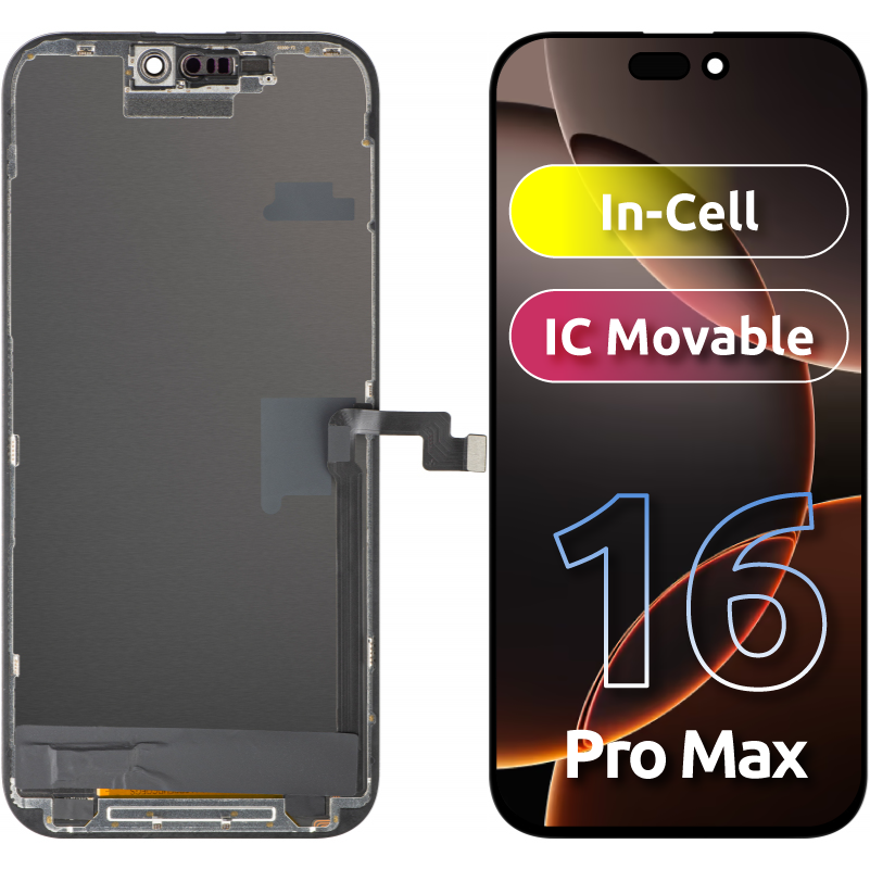 Écran avec Touchscreen ZY pour Apple iPhone 16 Pro Max, avec Cadre, Version LCD In-Cell IC Movable, Noir