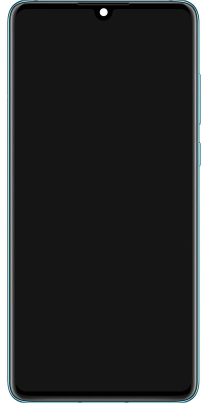 Display mit Touchscreen für Huawei P30, mit Rahmen und Akku, Blau (Aurora Blue), Service Pack 02354HRH
