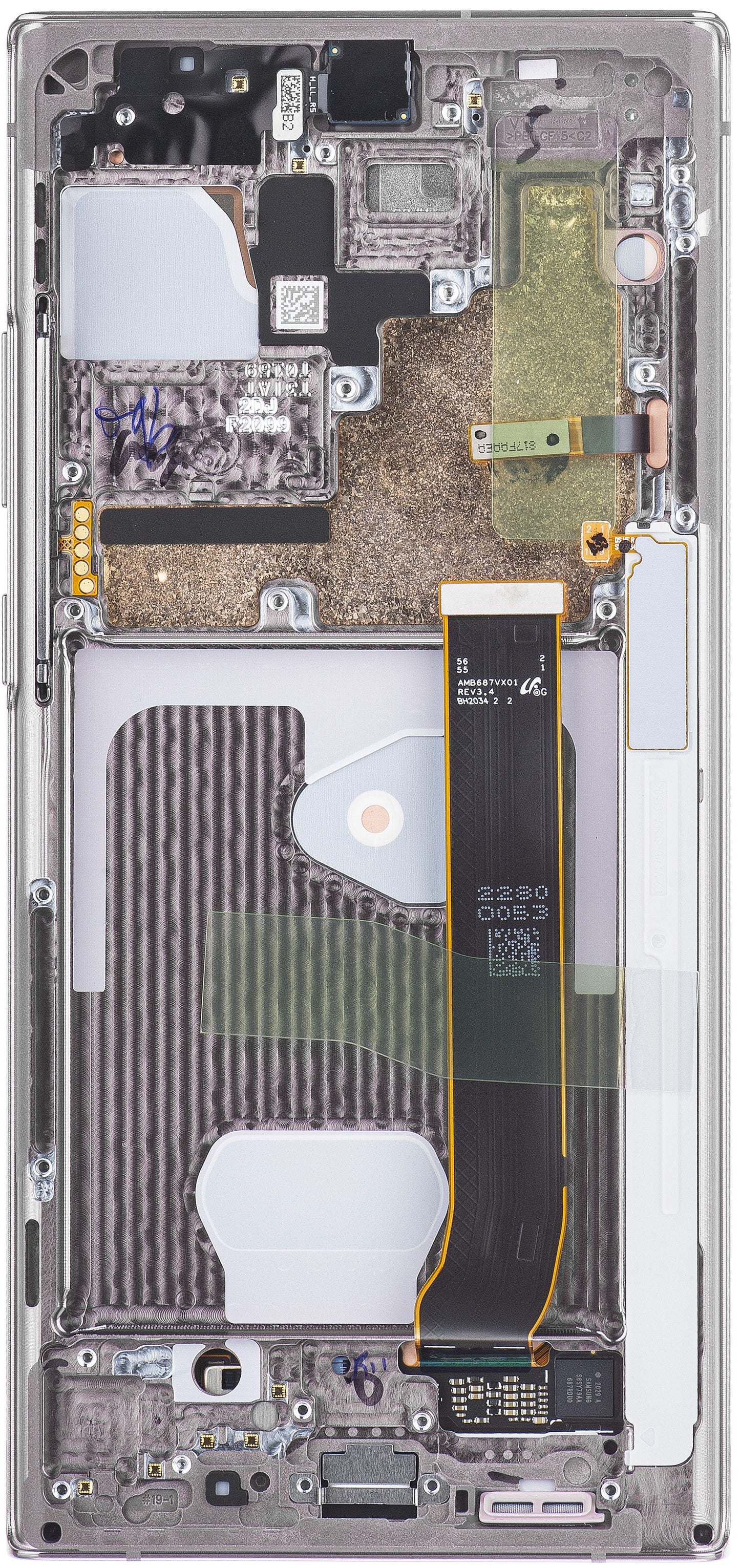 Samsung Galaxy Note 20 Ultra 5G N986 / Note 20 Ultra N985 Display with Touchscreen, with Frame, White, Service Pack GH82-23596C