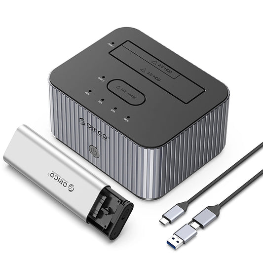 Station d'accueil Orico IT28E-C pour HDD / SSD SATA 2,5 pouces / 3,5 pouces - SSD SATA M.2 NVMe, Gris