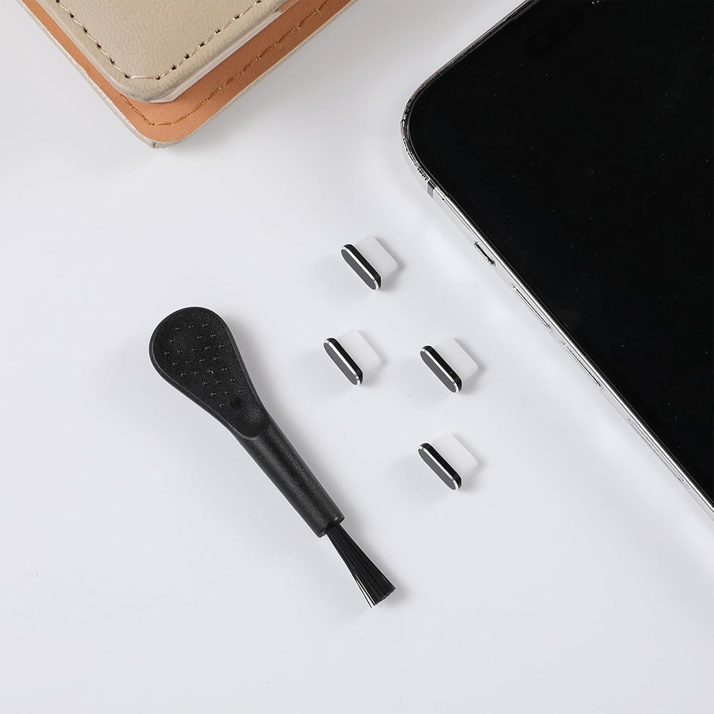 Bouchon Anti-Poussière Port Téléphone Techsuit AD1, USB-C, Set de 4 pièces, Noir