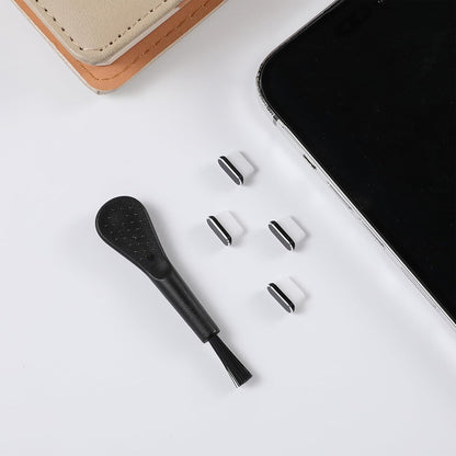 Bouchon Anti-Poussière Port Téléphone Techsuit AD1, USB-C, Set de 4 pièces, Noir