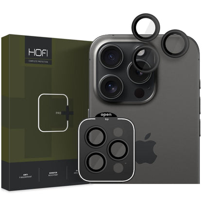 Film de protection pour caméra arrière HOFI CamRing PRO+ pour Apple iPhone 15 Pro Max / 15 Pro, Verre trempé, Noir