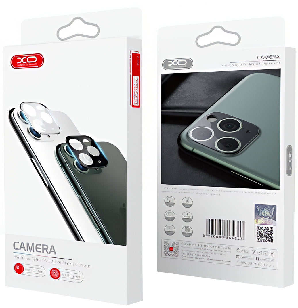 Film de protection pour caméra arrière XO Design 3D pour Apple iPhone 12 Pro Max, Verre trempé, Noir