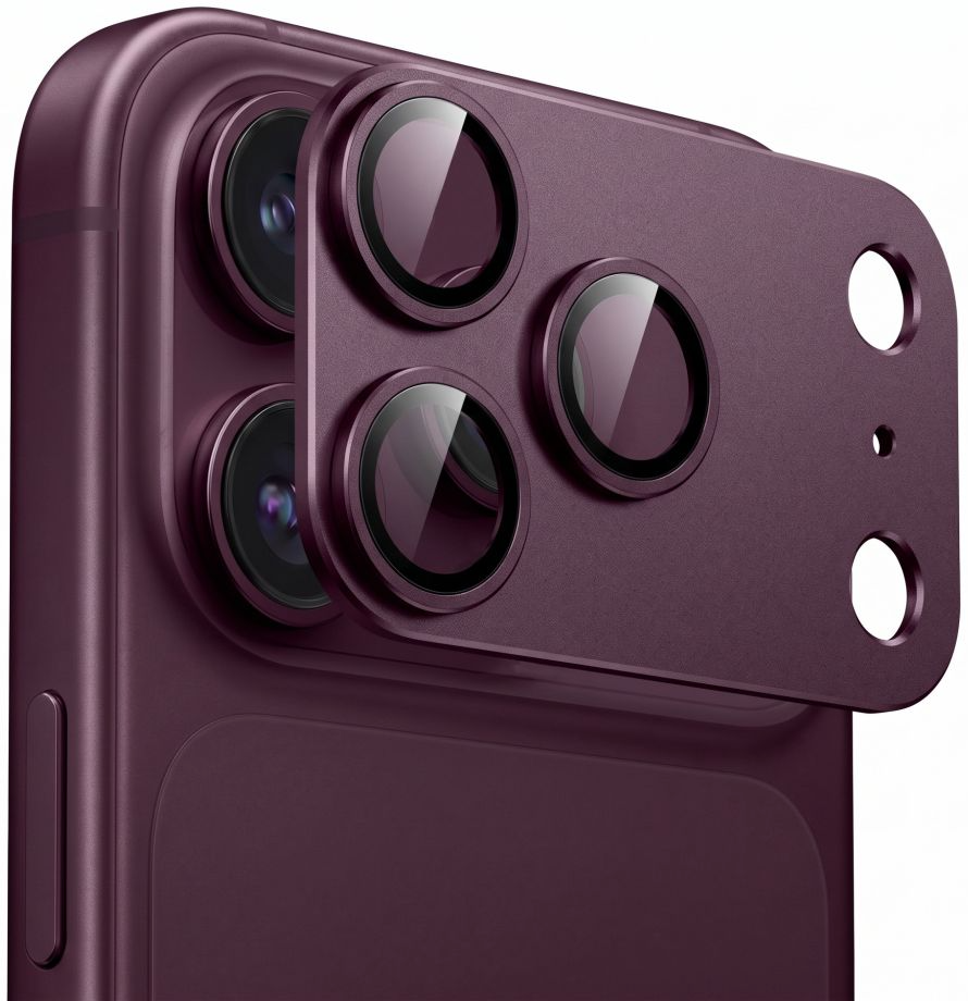 Film de protection pour caméra arrière Tech-Protect CamFull Fit+ pour Apple iPhone 18 Pro Max, Verre trempé, Bordeaux