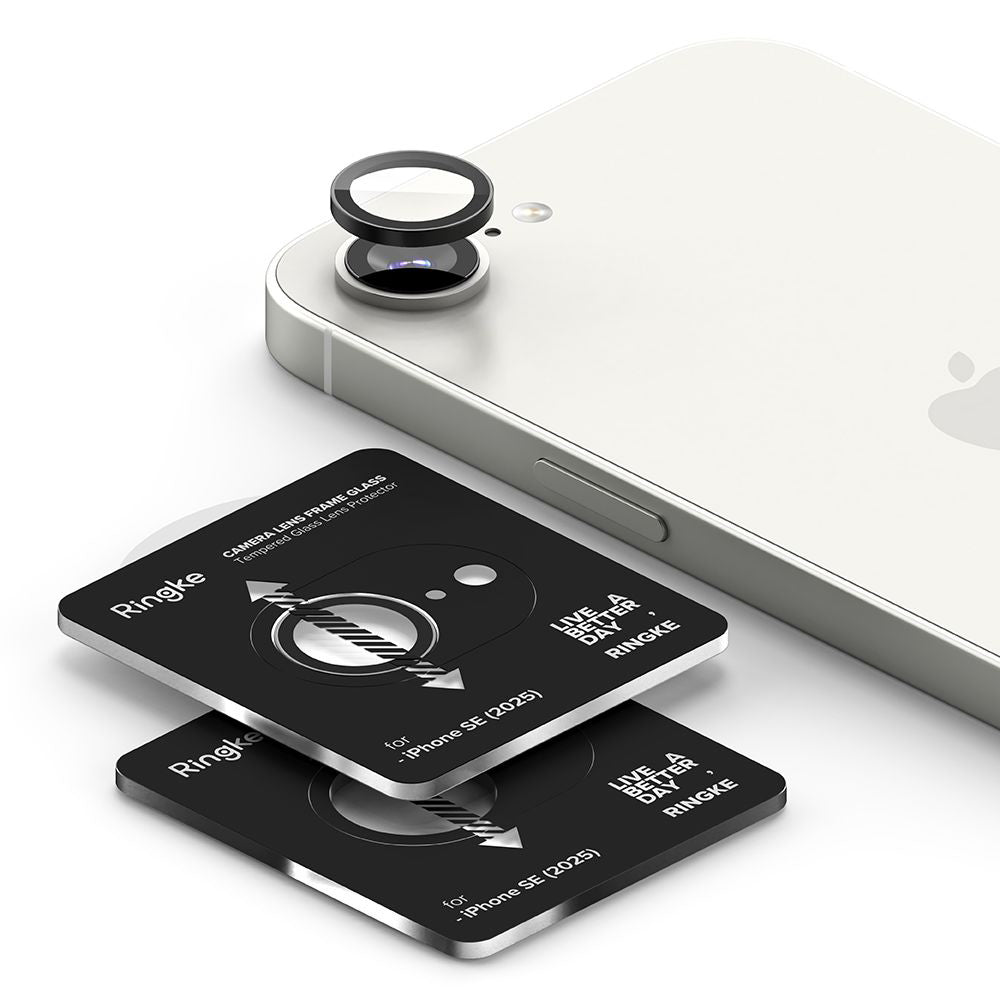 Film de protection Ringke pour caméra arrière Apple iPhone 16e, Verre Trempé, Lot de 2 pièces, Noir