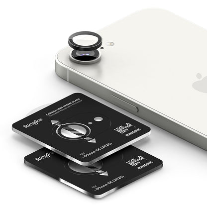 Film de protection Ringke pour caméra arrière Apple iPhone 16e, Verre Trempé, Lot de 2 pièces, Noir