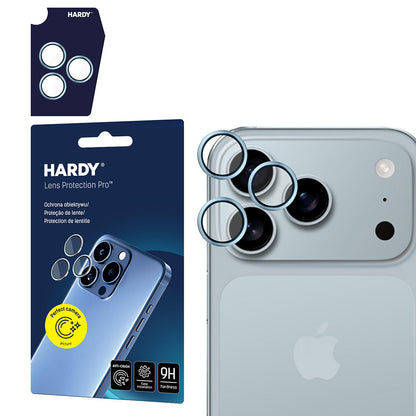 Film de protection pour caméra arrière 3MK Hardy Protection Pro pour Apple iPhone 17 Pro Max / 17 Pro, Verre Trempé, Bleu.