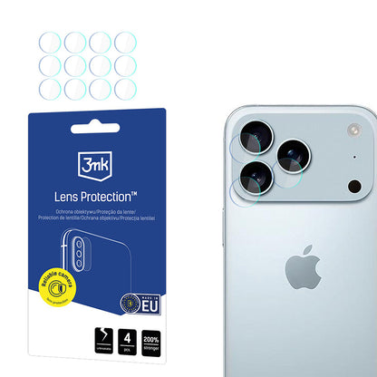 Film de protection Caméra Arrière 3MK Protection pour Apple iPhone 17 Pro Max, Verre Trempé, Set de 4 pièces, Transparent