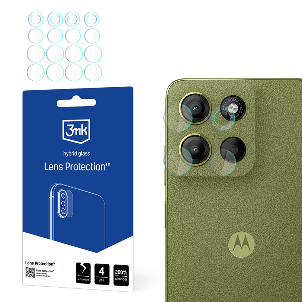 3MK Schutzfolie für die Rückkamera für Motorola Moto G15 / G15 Power, flexible Glasfolie, 4er Set, transparent