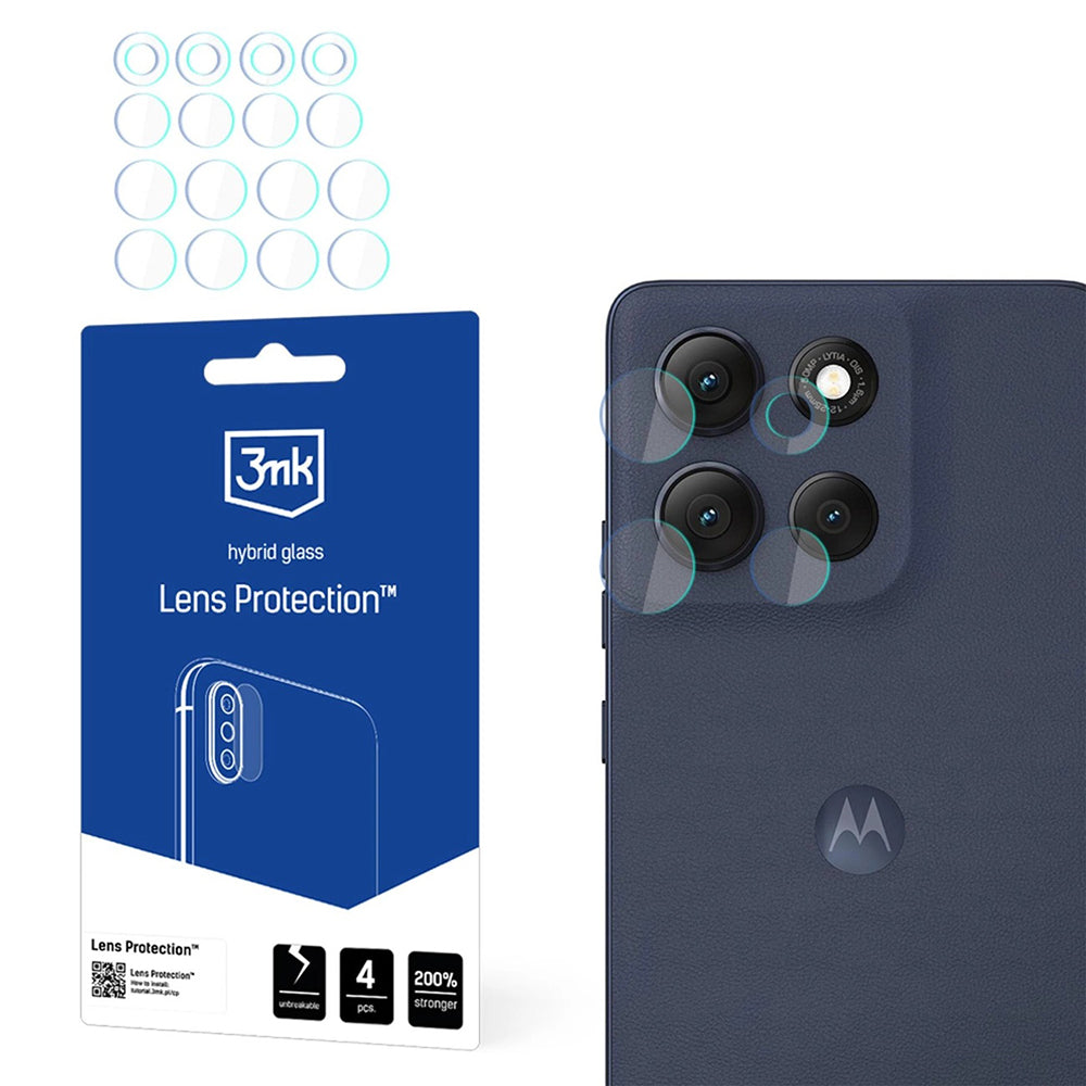 Film de protection pour caméra arrière 3MK Protection pour Motorola Moto G86 Power / G86, Verre flexible, Lot de 4 pièces, Transparent