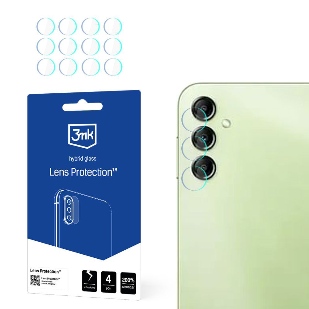 Film de protection pour caméra arrière 3MK Protection pour Samsung Galaxy A14 A145 / A14 5G A146, Verre flexible, Lot de 4 pièces, Transparent