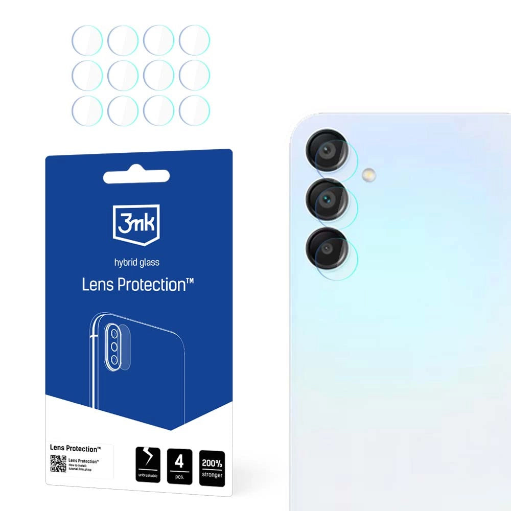 Film de protection pour caméra arrière 3MK Protection pour Samsung Galaxy A15 5G A156, Verre flexible, Lot de 4 pièces, Transparent