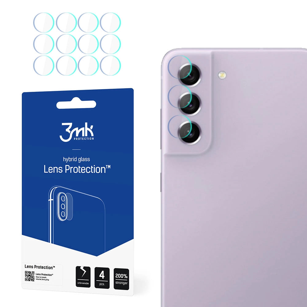 3MK Schutzfolie für die Rückkamera des Samsung Galaxy S21 FE 5G G990, flexibles Glas, 4er-Set, transparent