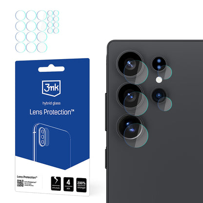 3MK Schutzfolie für die Rückkamera des Samsung Galaxy S25 Ultra S938, flexibles Glas, 4er-Set, transparent