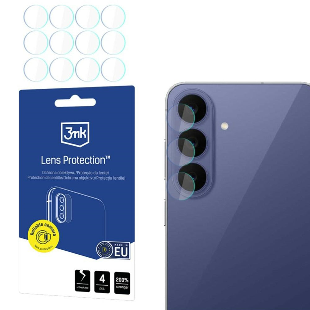 Protection pour caméra arrière 3MK Protection pour Samsung Galaxy S26 FE S741, verre trempé, lot de 4, transparent