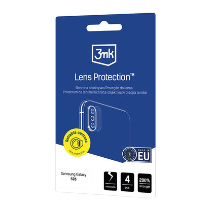 Film de protection pour caméra arrière 3MK Protection pour Samsung Galaxy S26 S942, Verre Trempé, Lot de 4 pièces, Transparent