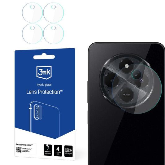 Film de protection pour caméra arrière 3MK Protection pour Xiaomi Poco C75 / Redmi 14C, Verre flexible, Lot de 4 pièces, Transparent