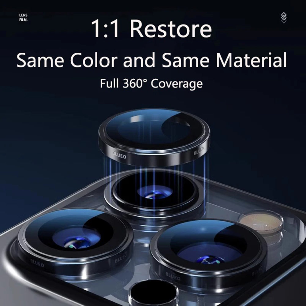 Blueo 99 Anti-Reflektierende HD Rückkamera-Schutzfolie für Apple iPhone 16 Pro Max / 16 Pro, gehärtetes Glas, Metallic Grau