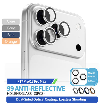 Schutzfolie Blueo 99 Anti-Reflective HD für die Rückkamera des Apple iPhone 17 Pro Max / 17 Pro, gehärtetes Glas, Orange