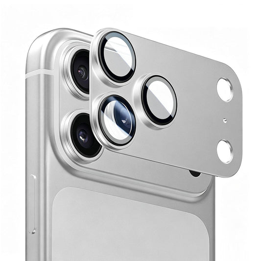 Protection pour caméra arrière Blueo Integrated Metal pour Apple iPhone 17 Pro Max, verre trempé, argentée
