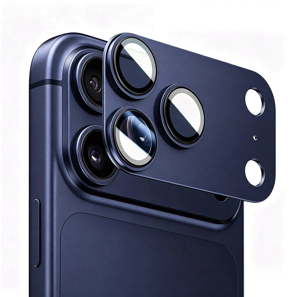 Protection pour caméra arrière Blueo Integrated Metal pour Apple iPhone 17 Pro, verre trempé, bleu foncé