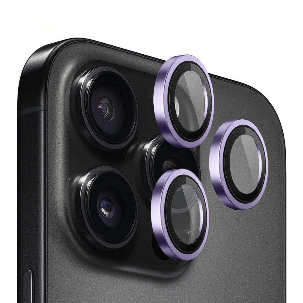 Blueo Metal Frame Rear Camera Protective Film for Apple iPhone 14 Pro Max / 14 Pro, Tempered Glass, Purple