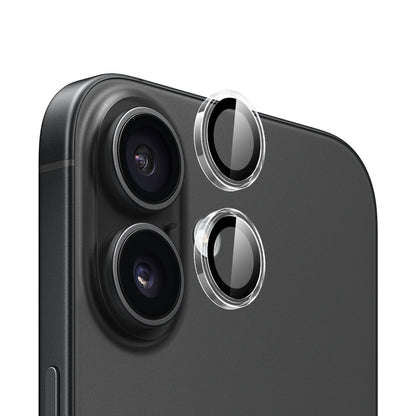 Blueo Metal Frame Rückkamera-Schutzfolie für Apple iPhone 16 Plus / 16, gehärtetes Glas, transparent