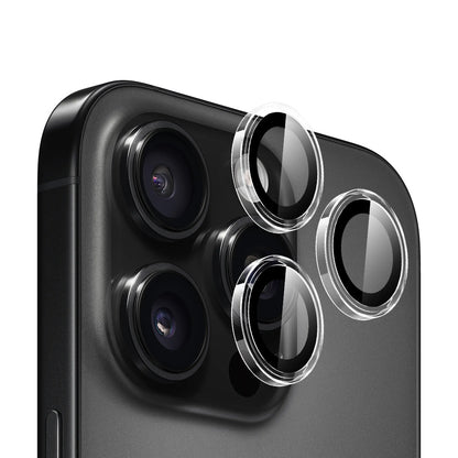 Film de protection pour caméra arrière Blueo Metal Frame pour Apple iPhone 16 Pro Max / 16 Pro, Verre trempé, Transparent