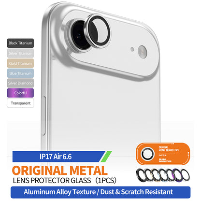 Film de protection Caméra Arrière Blueo Metal Frame pour Apple iPhone 17 Air, Verre Trempé, Doré