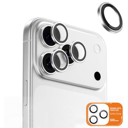 Schutzfolie Blueo Metal Frame für die Rückkamera des Apple iPhone 17 Pro Max / 17 Pro, gehärtetes Glas, Silberfarben