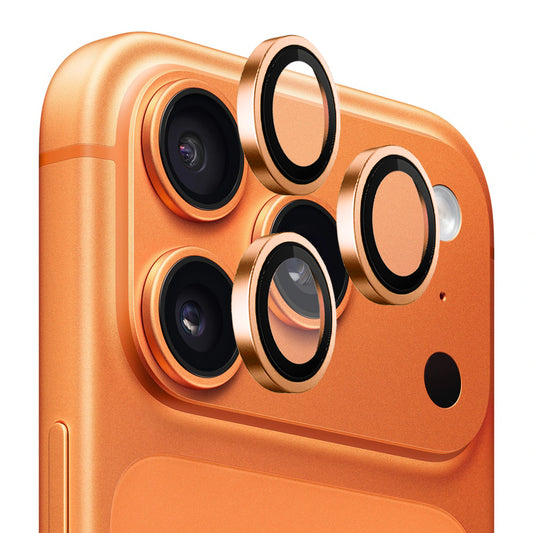 Film de protection Caméra Arrière Blueo Metal Frame pour Apple iPhone 17 Pro Max / 17 Pro, Verre Trempé, Orange