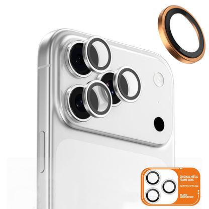 Schutzfolie Blueo Metal Frame für die Rückkamera des Apple iPhone 17 Pro Max / 17 Pro, gehärtetes Glas, Orange