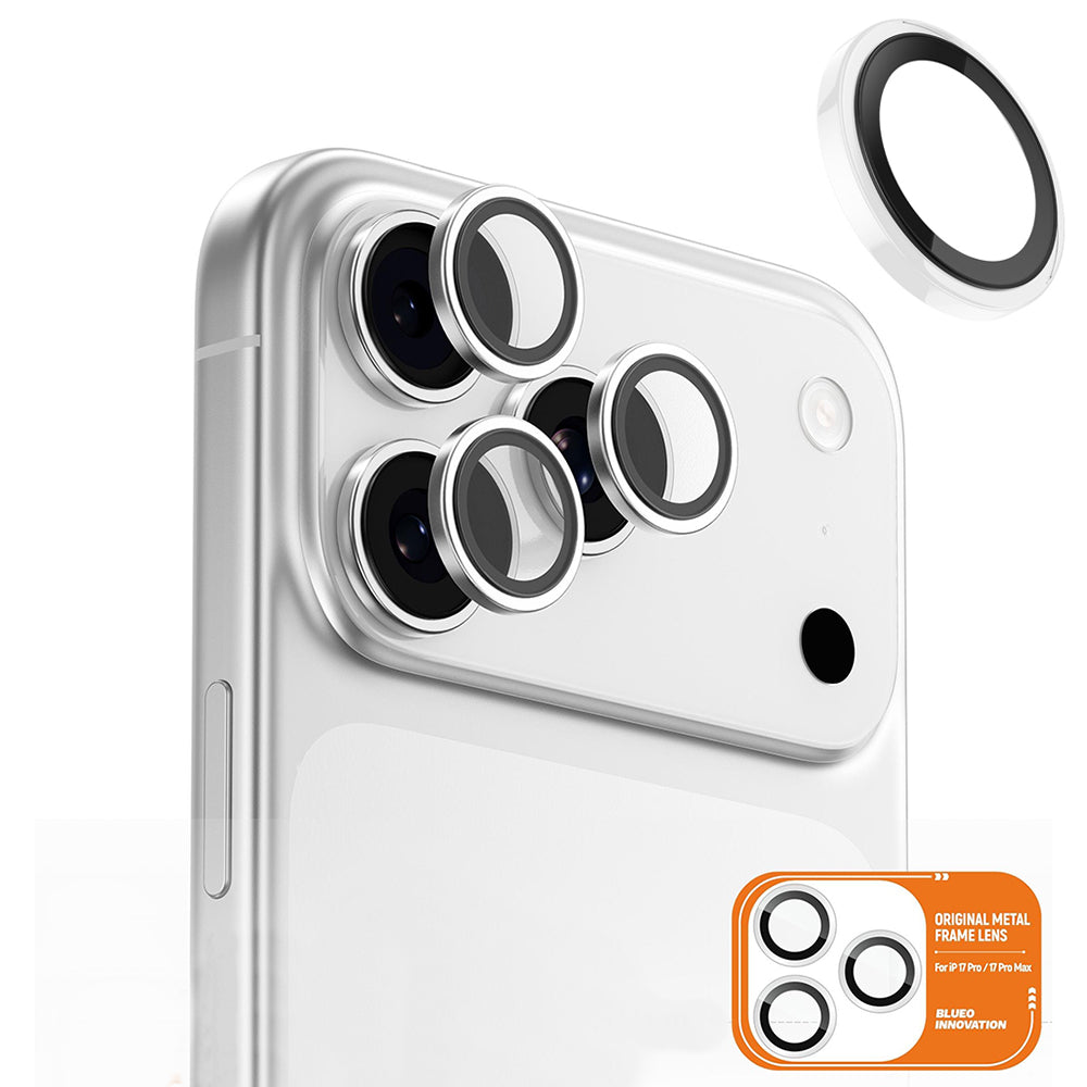 Schutzfolie Blueo Metal Frame für die Rückkamera des Apple iPhone 17 Pro Max / 17 Pro, gehärtetes Glas, Transparent
