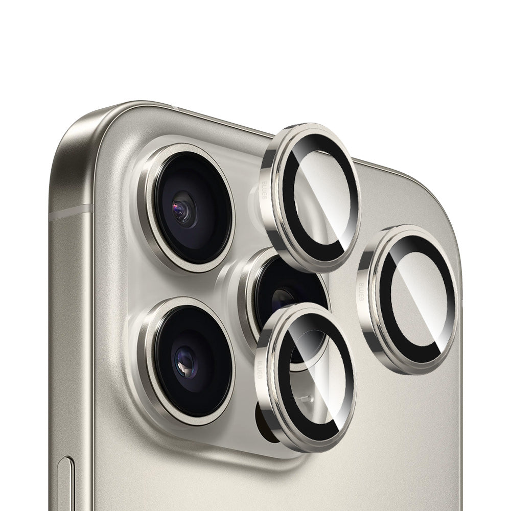 Film de protection pour caméra arrière Blueo Sapphire Crystal pour Apple iPhone 16 Pro Max / 16 Pro, Verre trempé, Gris métallique