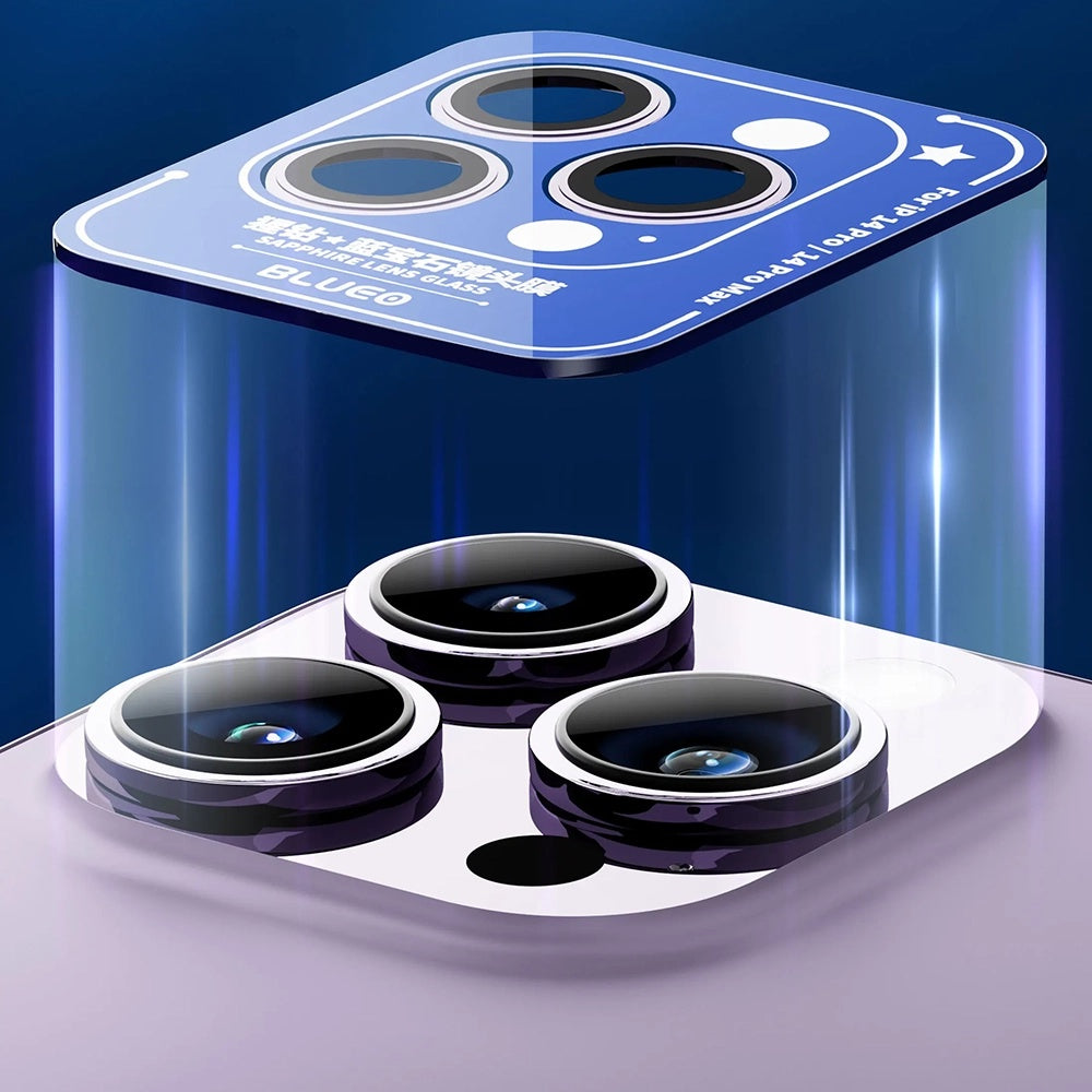 Film de protection pour caméra arrière Blueo Sapphire Crystal pour Apple iPhone 16 Pro Max / 16 Pro, Verre trempé, Gris métallique